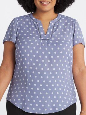 NWT 41 Hawthorn London Mixed Media Blouse - XL Blue/White